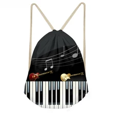 ThiKin Music Note With Piano Keyboard Print Women Men Drawstring Backpack Beach Travel Mini String Girl Rucksack Cinch Sack