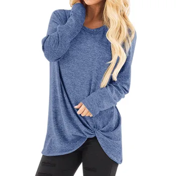 

Women Fashion Loose Long Sleeve O-Neck Casual Solid Shirt Blouse Tops Solid Party Batik Full Cotton Blusa Verano Mujer