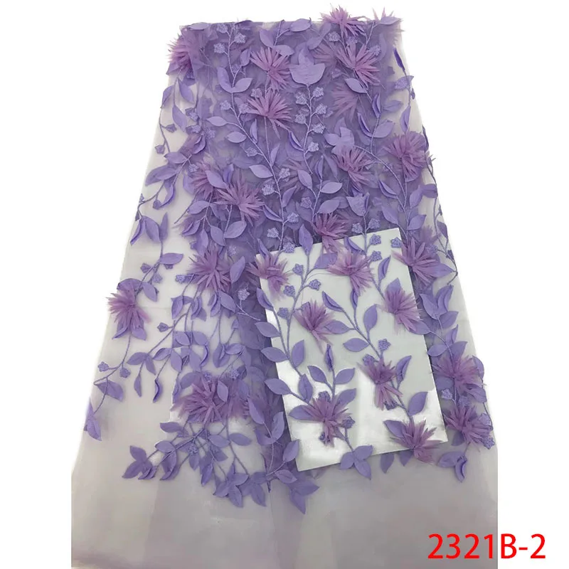 

Purple 3d Lace Fabric High Quality African Lace Fabric 3D Flower Lace Applique French Mesh Lace for Wedding Dress APW2321B-1