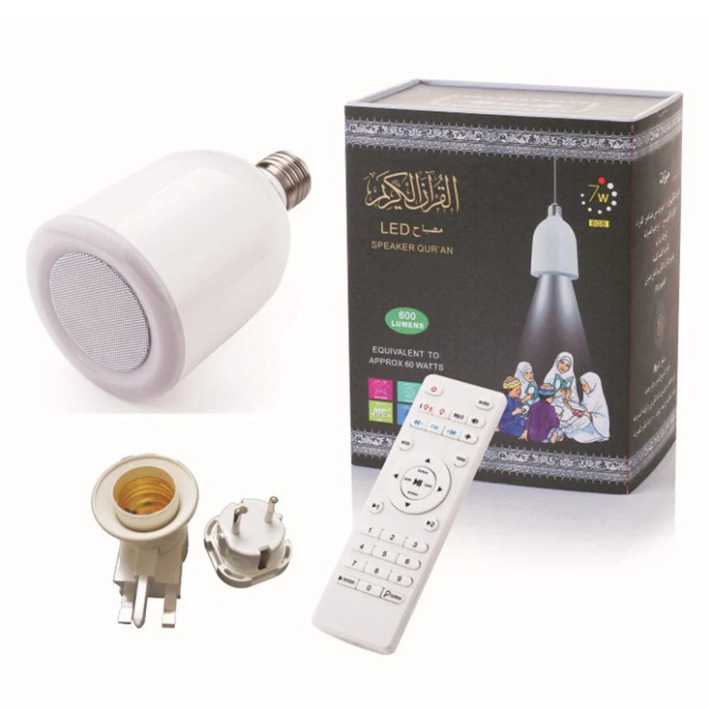 E27 Коран лампа беспроводная Bluetooth динамик Мусульманский Коран выпрямитель FM Радио MP3 плеер дистанционное управление затемняемый светодиодный лампочка