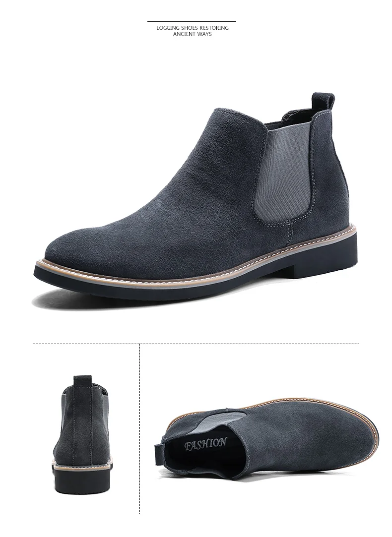 Мужские ботинки замшевые туфли черные ботинки «Челси» модельные туфли без застежки мужские замшевые ботильоны из натуральной кожи ботинки martin; размеры 39-44