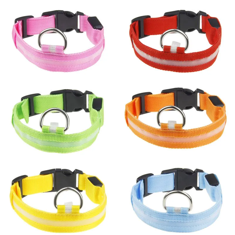 

Safety Pet Collar For Lighted Up Nylon Solid LED Dog Collar Glow Necklace Collar Pet Accessories For Small Dogs LED Collars