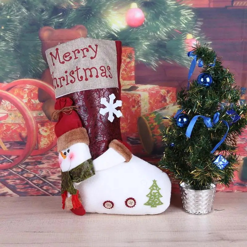 L Размеры рождественские чулки Санта Клаус снеговик носки подарок орнамент елка конфеты орнамент подарки украшения