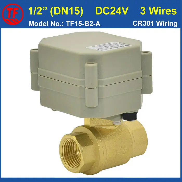 

TF15-B2-A DC24V 3 Wires DN15 Motorized Ball Valve 1/2'' Electric Ball Valve Max On/Off 5 Sec Max 1.0Mpa CE