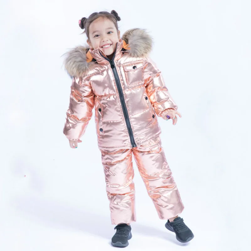 

Russian Winter Snowsuits 2018 Baby Boy Winter Jacket for Girls Duck Down Coats Overalls Clothing Set Jacket Children's Clothing