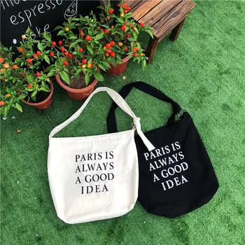 

NEW Cotton Canvas Adjustable Strap Messenger Bag Eco Shopping Tote Print English Letter E104
