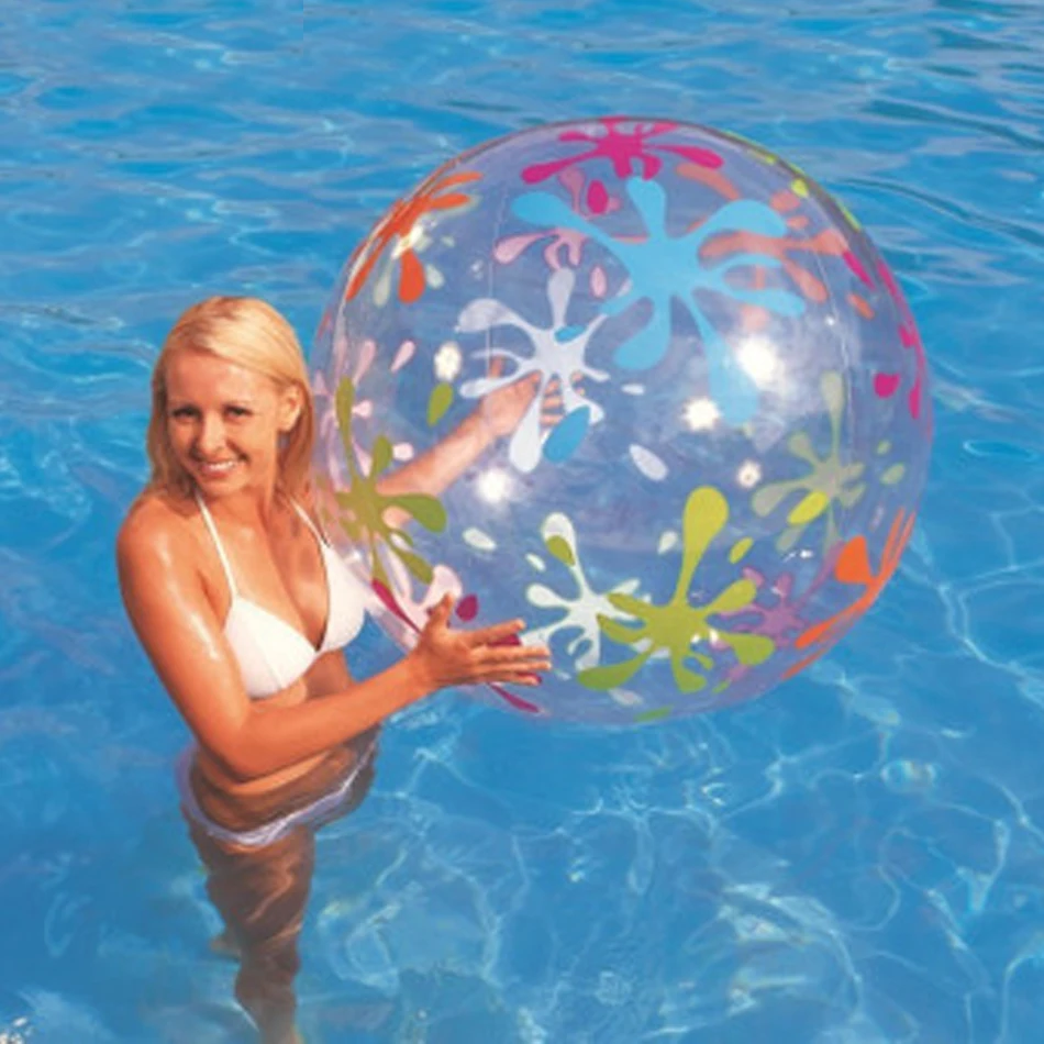 

85cm Inflatable Transparent Beach Ball Outdoor Sport Ball Splash Play Swim Pool Water Toys PVC Vent Balls For Kids Inflated Toy