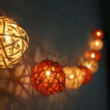 10 м 38 светодио дный Строка Гирлянда Огни белый/Кофе сепактакрау ротанга Мячи Luminarias Para Sala Свадебные для рождественской вечеринки украшения