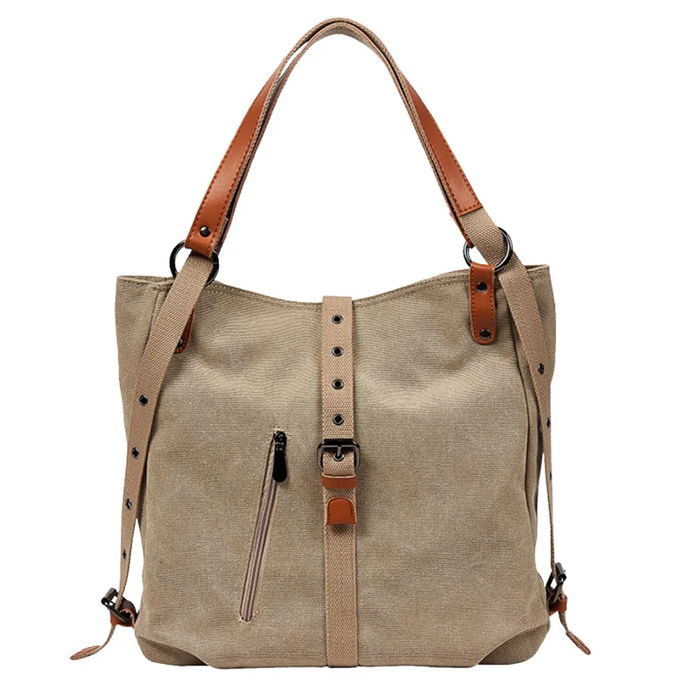 

OCARDIAN-Handbags Vintage 2019 Fashion Casual Tote Women Outdoor Pure Color Canvas Messenger Shoulder Hand Bag Large Pocket 5M23