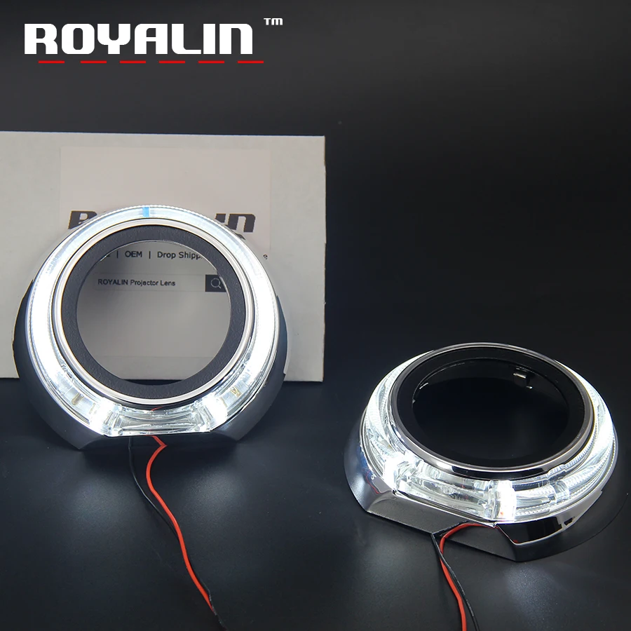 

ROYALIN LED Angel Eyes Halo Kit DRL for Iris Shrouds 3.0'' Daytime Running Light Car Styling Projector Headlight Lens Masks