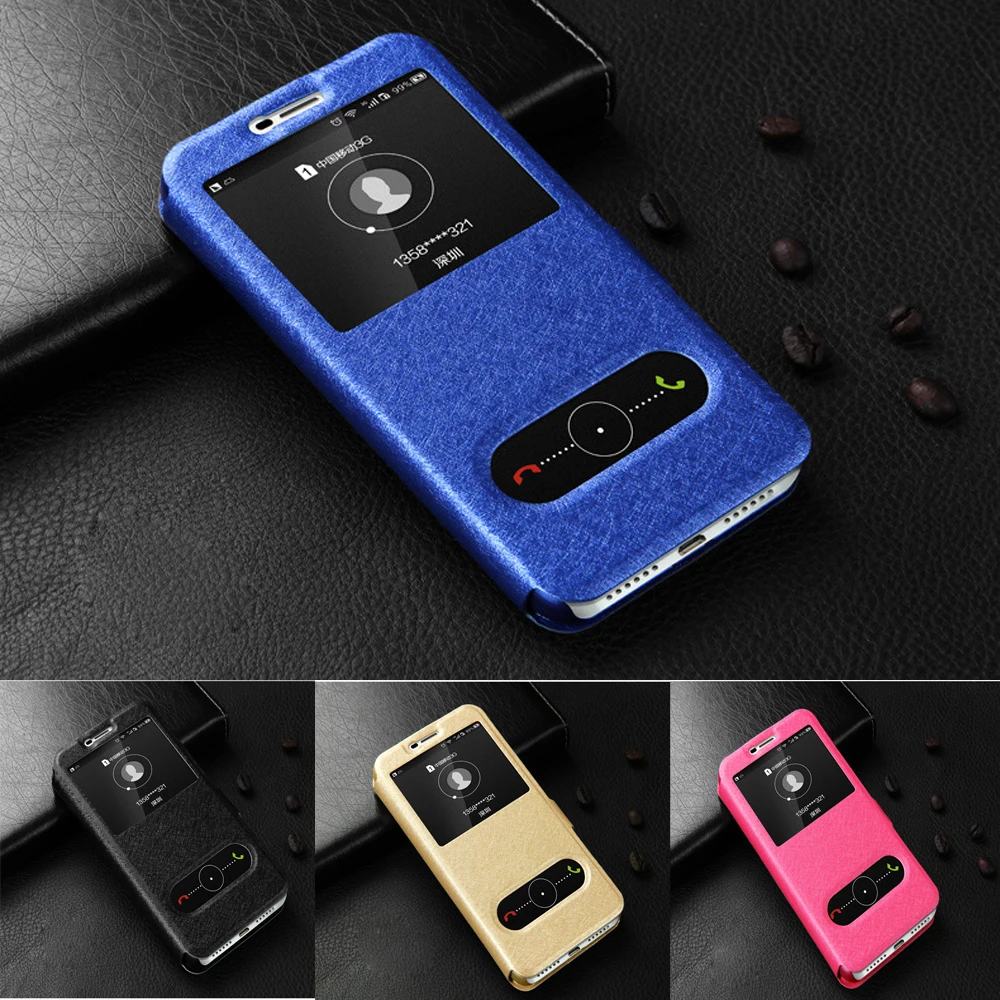 

Silk Texture Flip Leather Case with View Windows for HUAWEI Y6 Pro Y6Pro TIT-L01 TIT-U02 4C Pro TIT-AL00 TIT-L01 TIT-TL0