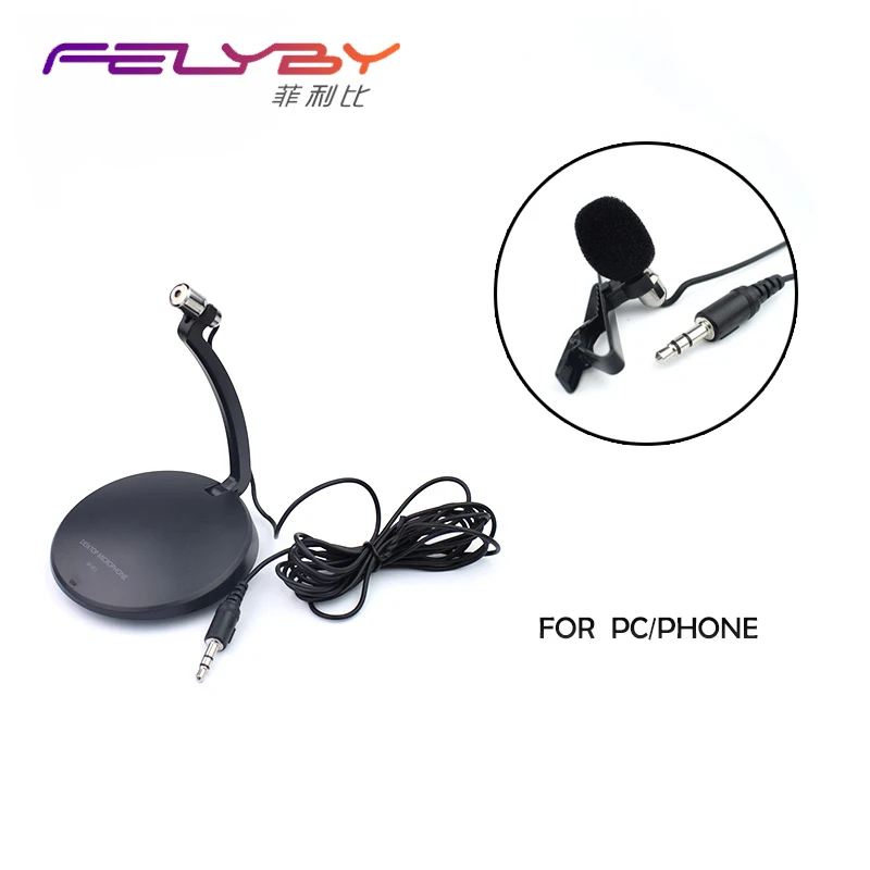 

High Qualit Portable Clip-on Lapel Microphone 3.5mm Jack Hands-free Mini Wired Condenser Microphone for IPHONE for Android phone