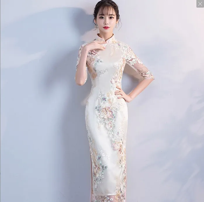 Сексуальное бежевое китайское свадебное платье Qipao Мини Cheongsam модное короткое Qi Pao традиционное женское вечернее платье, китайское платье невесты - Цвет: Style C