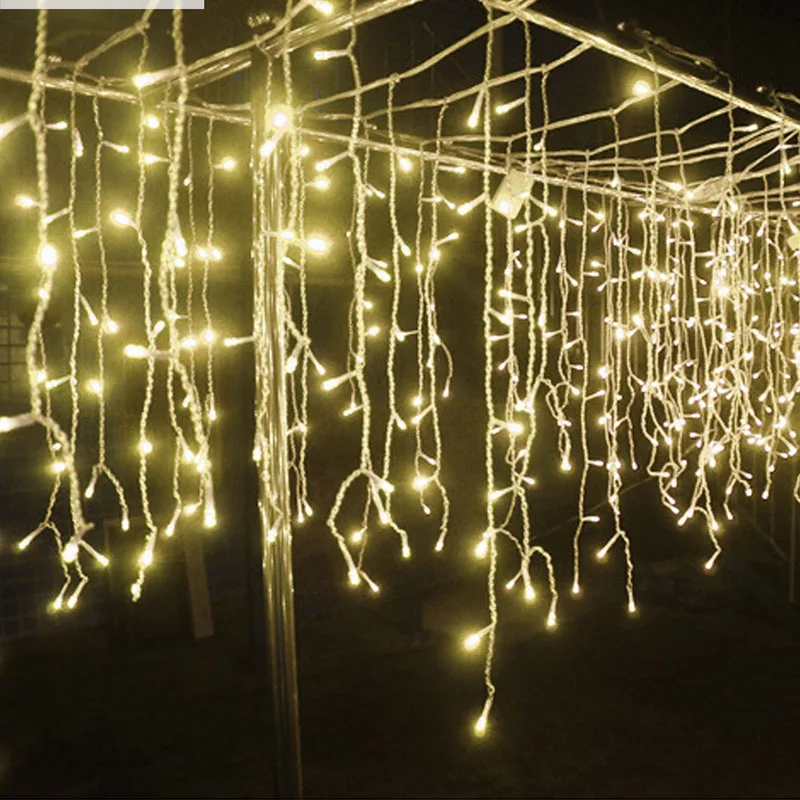 4M Curtain Icicle LED String Light Outdoor Decoration Beads Droop 0.4-0.5-0.6m Led Lamp Eave Railing Garden String Garland Light (6)