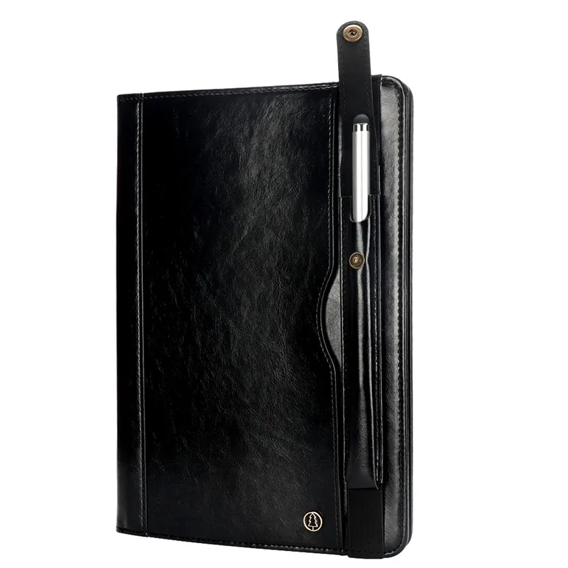 Чехол-накладка из искусственной кожи для samsung Galaxy Tab S4 10,5 T830 T835 SM-T830 SM-T835, умный чехол для планшета с карандашом+ пленка+ стилус - Цвет: Черный