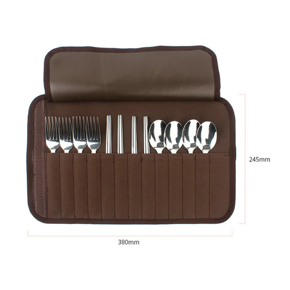 4-persona de acero inoxidable al aire libre Mesa conjunto cucharas palillos horquillas conjunto portátil vajilla Picnic Camping cubiertos