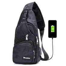 

COOSKIN brand men's shoulder bag USB charging Messenger bag men's anti-theft chest bag fashion travel bag