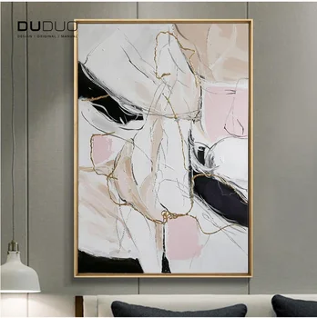 

Hand painted Abstract Painting on Canvas Large pink white Minimal Circle Art Black White Square Wall Art Acryl