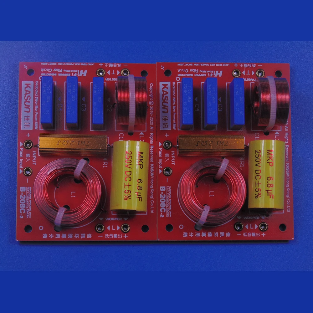 

2pcs KASUN B-208C 2 Way 2 Unit 180W Hi-Fi Audio Speaker Frequency Divider Crossover Filters