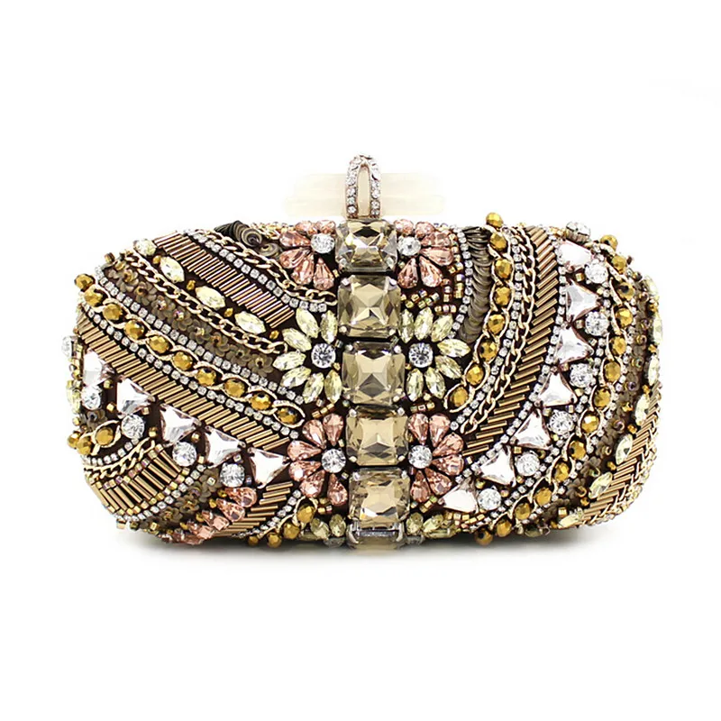 

2016 new brand bolsa feminina fashion women messenger bags Diamond beaded Clutch lady Europe high-grade bead heavy party handbag