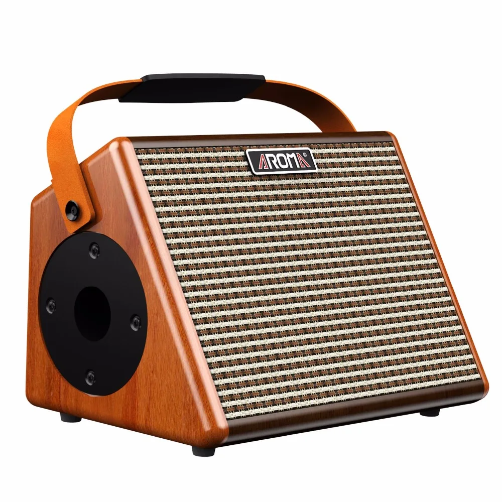 AROMA AG-26A Acoustic Guitar Amplifier 26W Portable Amp with Microphone Interface Built-in Recharge