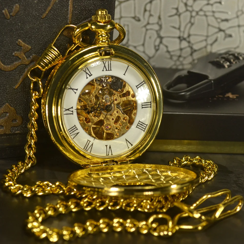 TIEDAN стимпанк Скелет Механические карманные часы мужские антикварные Роскошные брендовые ручные наручные цепочки и ожерелья карманные и брелоки часы цепь золото