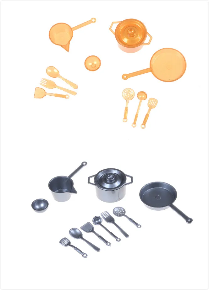 

10pcs/lot mini tableware 1:12 Dollhouse Miniature figure fork pot Kitchen set food toys accessories dolls Pretend Play Toys Xmas
