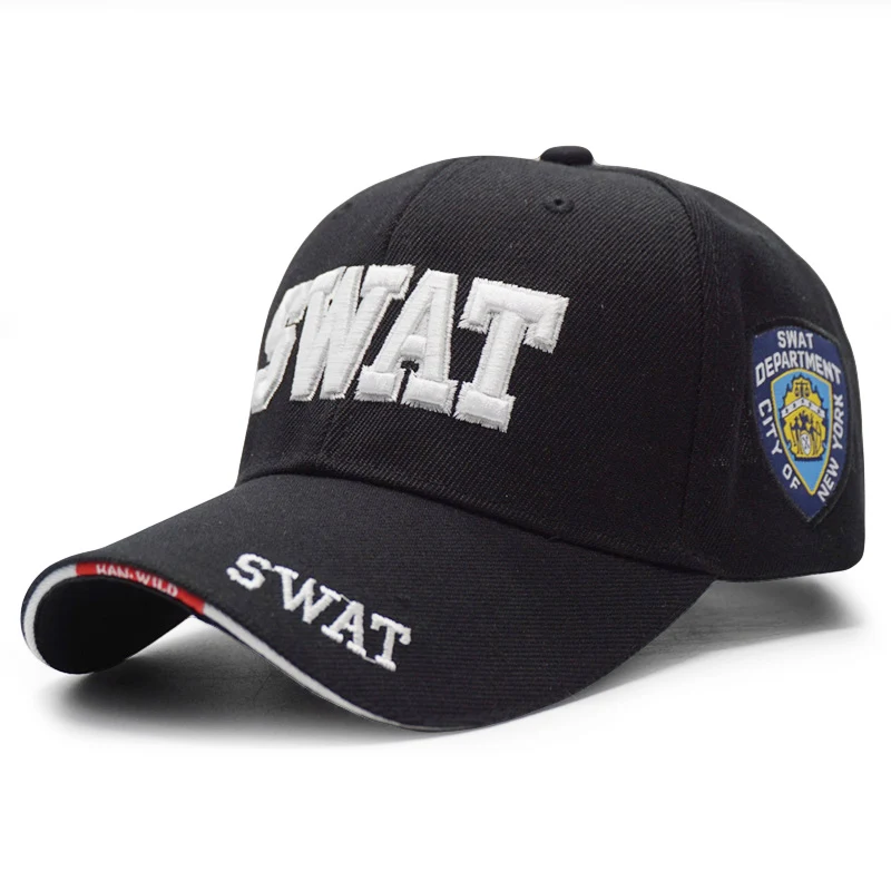 Мужская полицейская тактическая Кепка SWAT бейсбольная кепка Женская вышитая надпись Snapback шляпа шлем для папы Черная Спортивная армейская Кепка водителя грузовика s - Цвет: SWAT 1