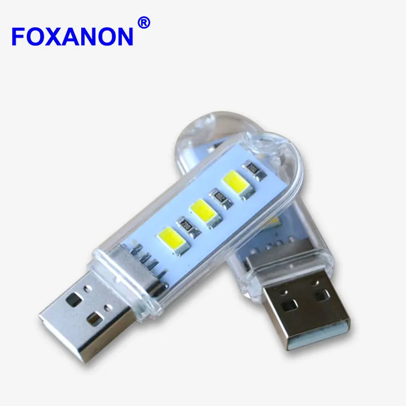 Foxanon New Mini USB LED Night light Camping lamp For Reading Bulb Laptops Computer Notebook Mobile Power Charger Warm White