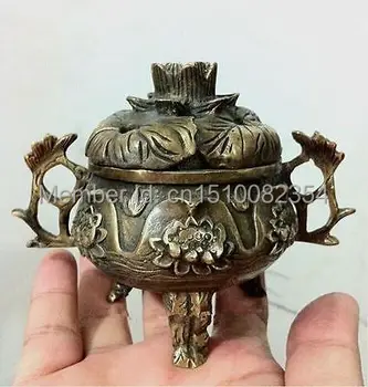 

Chinese Folk Collection Copper Bronze Statue incense burner Censer