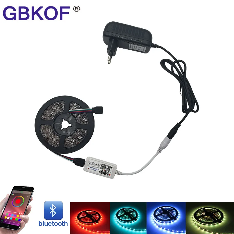 

10M 5M RGB LED Strip SMD 5050 Light Flexible Ribbon IP65 Waterproof led Tape+ Bluetooth Remote Control DC 12V Power Adapter kit