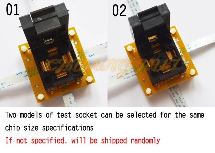 IC Тесты QFP64 к QFP64 Тесты разъем QFP64 TQFP64 шаг = 0.5 мм Размеры = 10x10 мм 12x12 мм без сварки