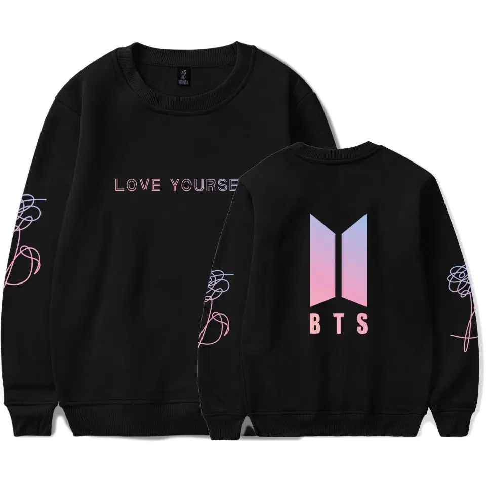 Kpop дома новые БТС Bangtan мальчиков любовь себя альбом же вокруг Толстовка Sweatershirt Для мужчин и Для женщин с круглым вырезом с капюшоном