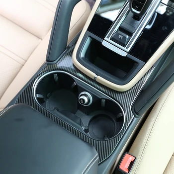 

For Porsche Cayenne 2018 2019 Car Accessories Carbon Fiber 1 Pcs Center Console Cup Holder Panel Cover Trim