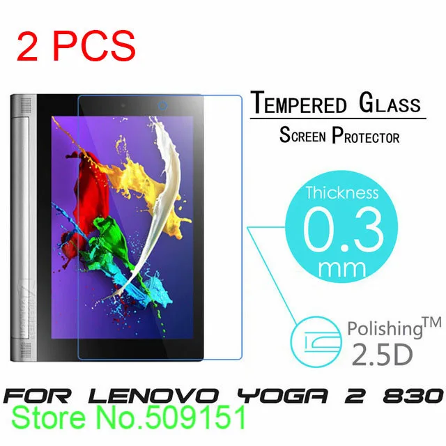 

2 PCS Tempered Glass Screen Protector Film for Lenovo Yoga2 Yoga 2 8 inch 830 830F 8.0" Tablet+Cleaning Wipes