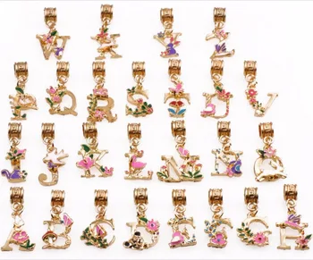 

20pcs/Lot Fashion Alloy metal Enamel Gold Plated A-Z Letters Charms for Bracelet Necklace Jewelry making DIY Accessory PED337
