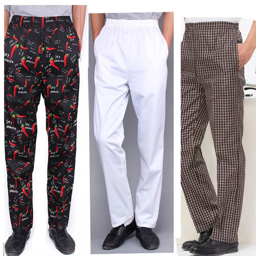 

9Colors Chef Uniform Work Wear Cook Kitchen Striped Trousers Breathable Tooling Elastic Waist Pants for Chef Fancy Costumes