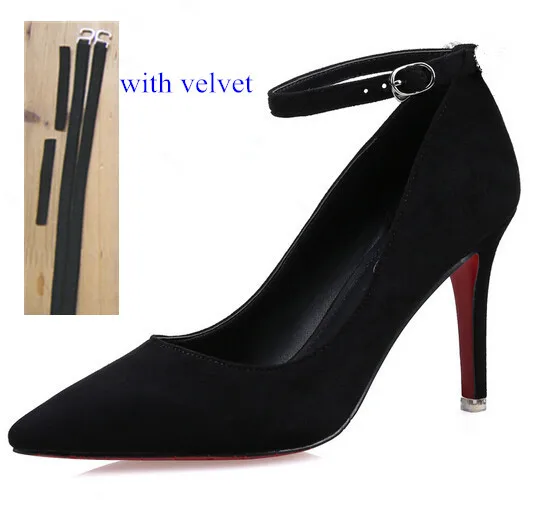 

Cheap Price Velvet Solid Color Shoe Belt Ankle Shoe Tie For High Heel