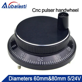 

Aubalasti Cnc pulser handwheel Diameter 60mm or 80mm Pulse 100 Voltgae 5v-24v 4pins CNC machine Manual Pulse Encoder Generator