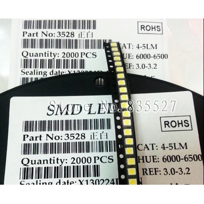 10000PCS / LOT reel 1210 3528 SMD LEDs bright LED white 4-5LM light-emitting diodes lamp beads | Лампы и освещение