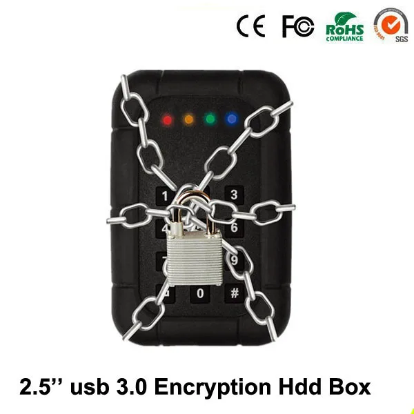 Aluminum 2.5" USB 3.0 to Keypad Hardware Encryption SATA3 external hard