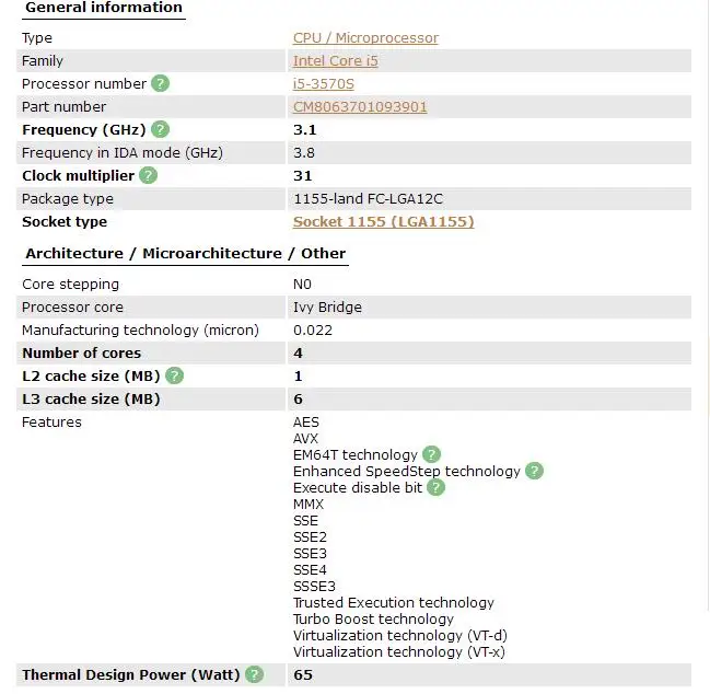 Intel Core i5-3570S I5 3570 S процессор кабельный адаптор Процессор(6 м Кэш, 3,1 ГГц) LGA1155 Настольный Процессор Quad-Core Процессор