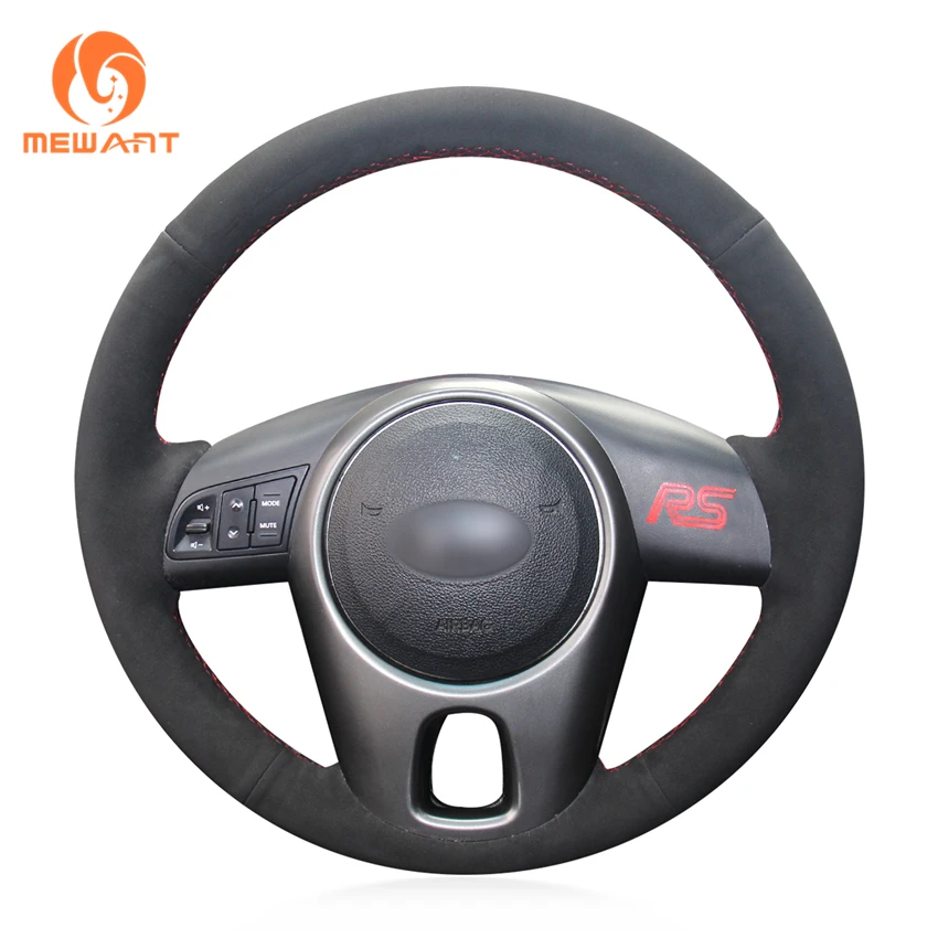 MEWANT Black Suede Car Steering Wheel Cover for Kia Forte 2009 2014