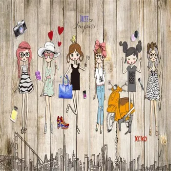 

Hand-painted fashion girl background map high-grade wall cloth manufacturers wholesale wallpaper murals 3D photo wall...