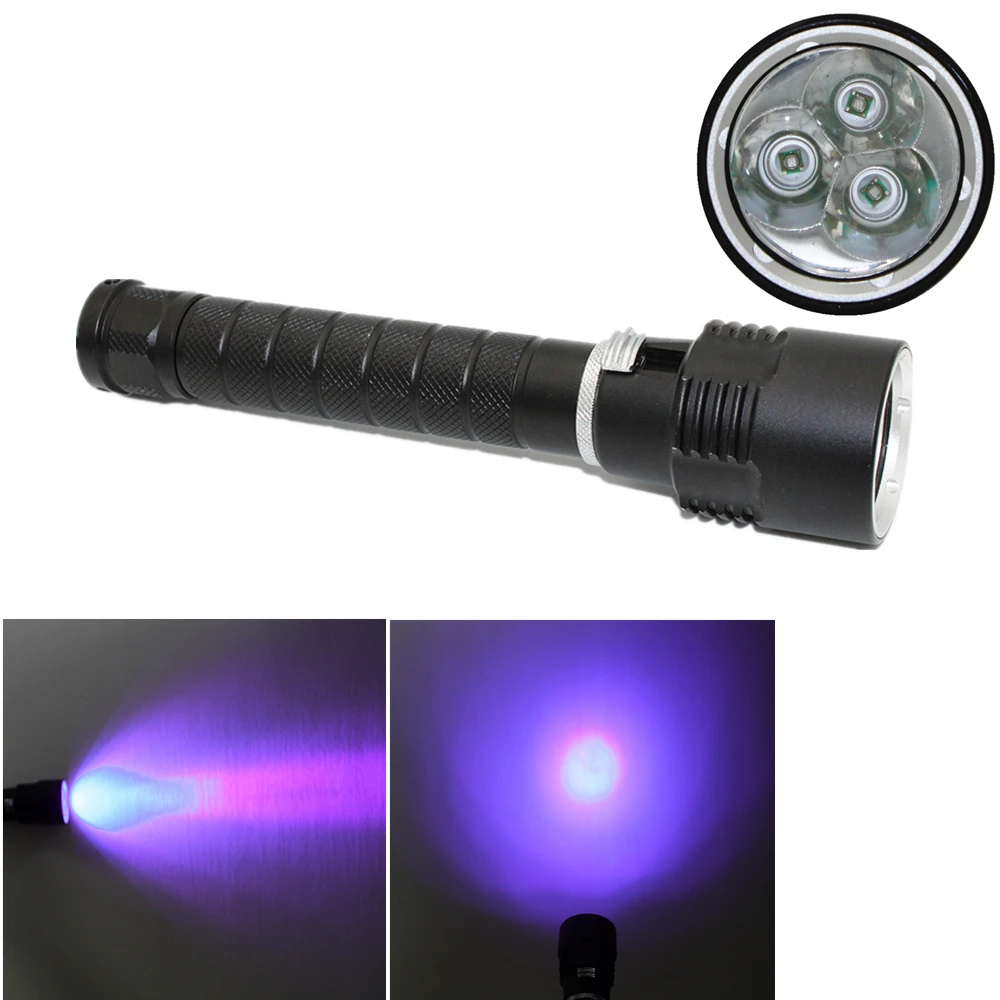 

10W Diving Flashlight 3x UV LED Waterproof Purple Light Torch Led Scuba Flashlights Lanterna
