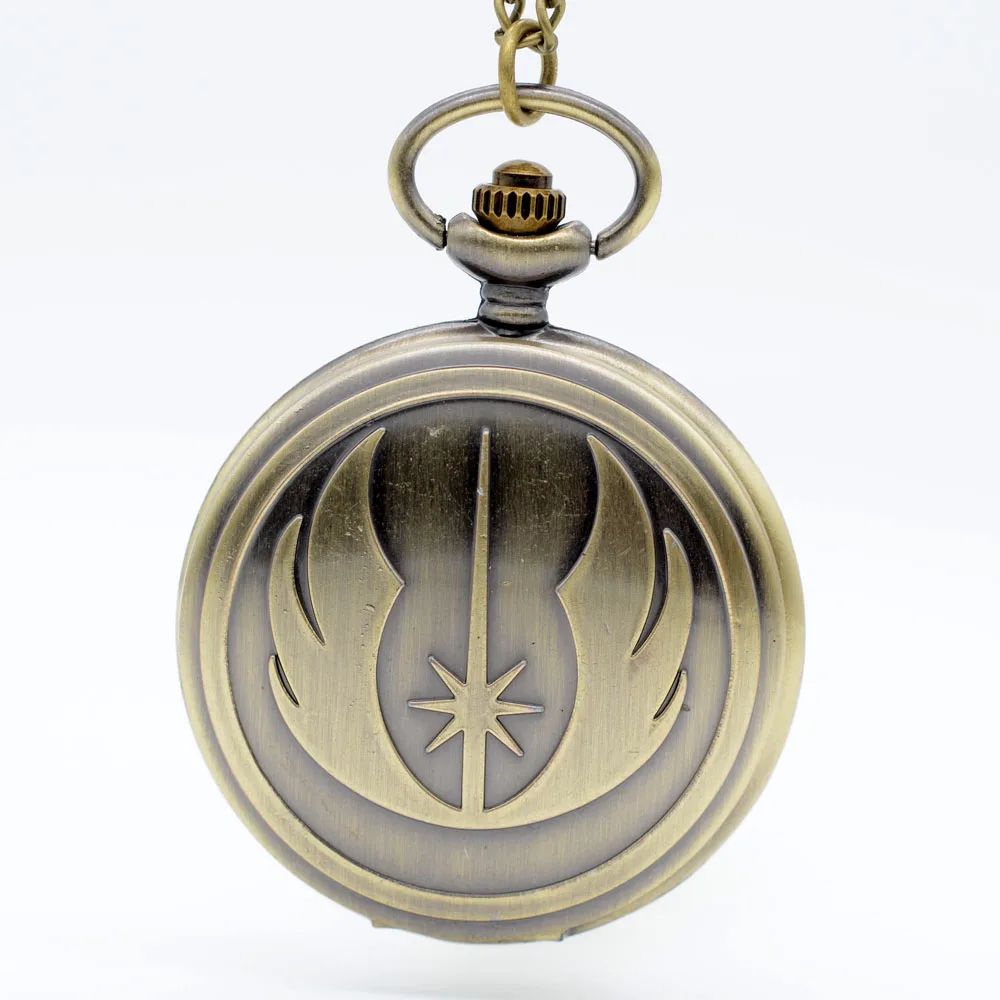 

New Fashion Bronze Star Wars Jedi Order Quartz Pocket Watch Analog Pendant Necklace Mens Womens Watches Gift