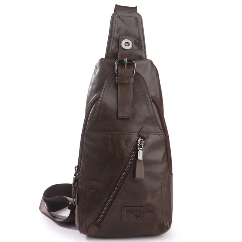 

Brand Genuine Leather Chest Pack Multi-function Casual Travel Sling Bag Men's Crossbody Shoulder Bag Messenger Bags Style Design