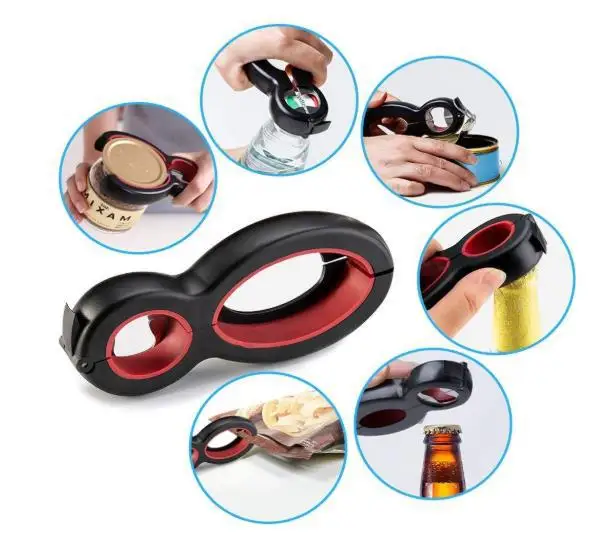 

TPFOCUS 6 in 1 Multi Function Non Slip Bottle Opene Jar Gripper Kitchen Tool
