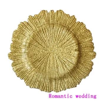 

4pcs A Lot Glass Ceramic Gold Pattern Water Chestnut Plate For Wedding Decoration Event Party Decoration