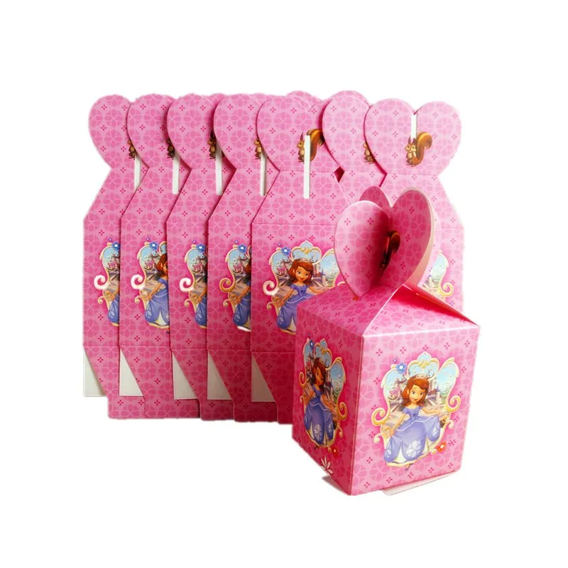 

6pcs Princess Paper Candy Box Bag With Handles Kraft Paper Gift Bag Popcorn Box Baby Shower Wedding Decor Birthday Party Supplie